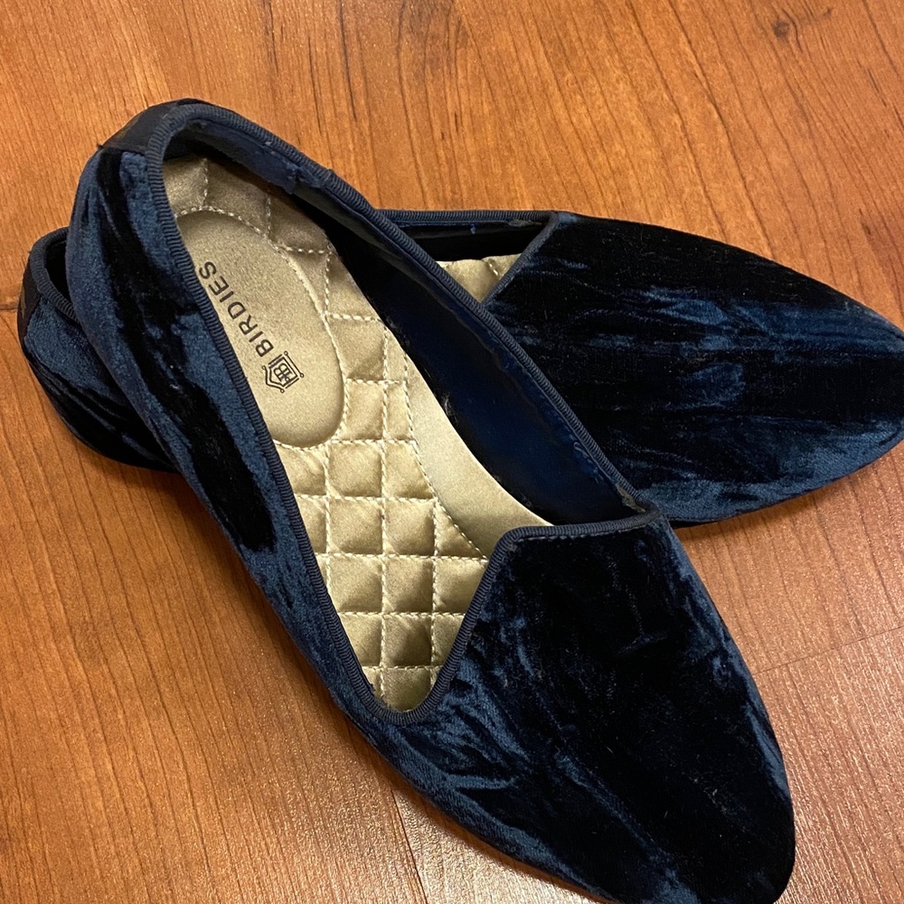 Birdies Women's Velvet Loafers - Navy Blue